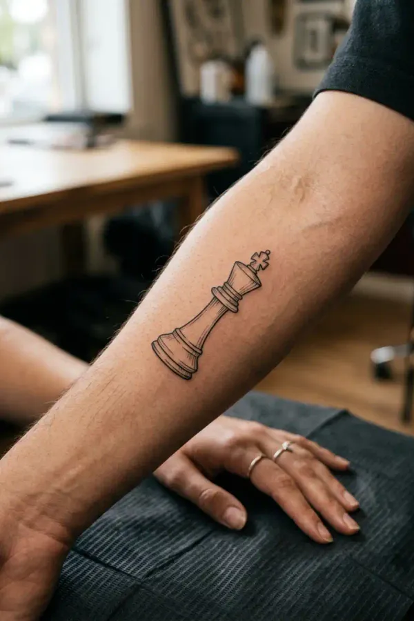 King tattoo alone on the forearm
