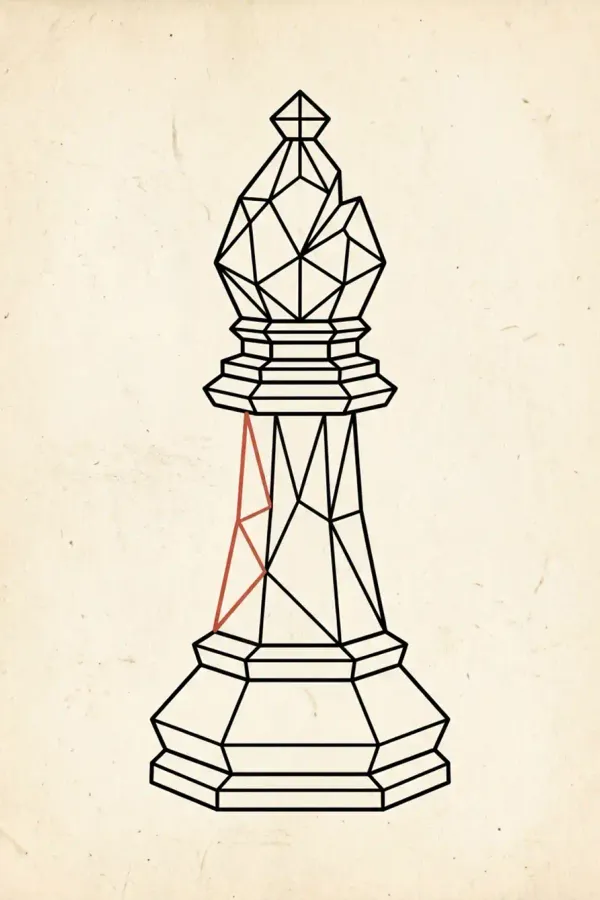 Geometric bishop tattoo, flash-sheet design