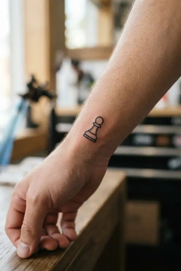 Chess tattoo on the outer wrist