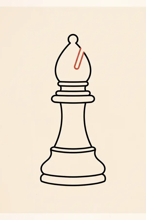 Minimalist chess bishop tattoo, fine-line flash design