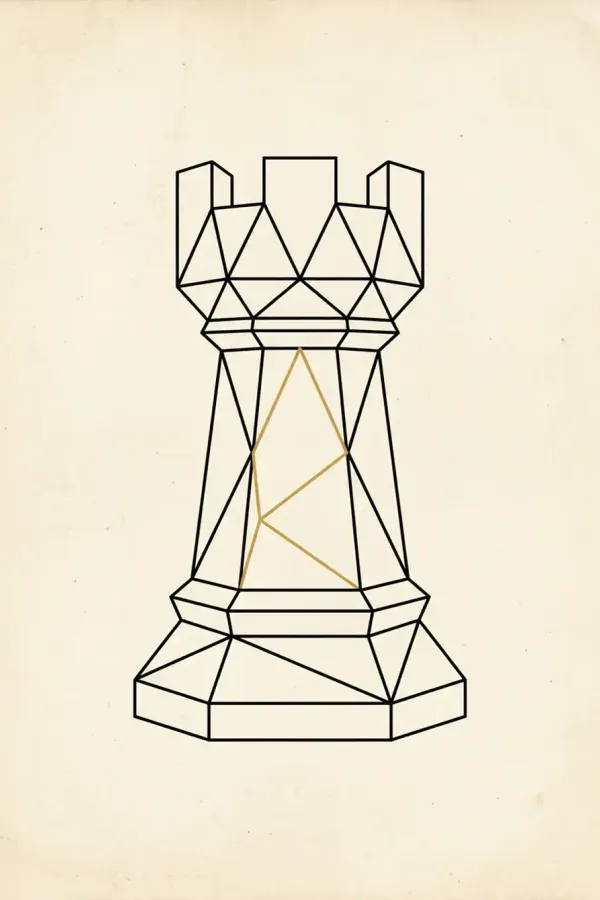 Geometric rook tattoo, flash-sheet design