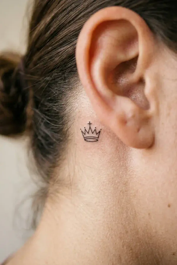 Chess tattoo behind the ear from another angle