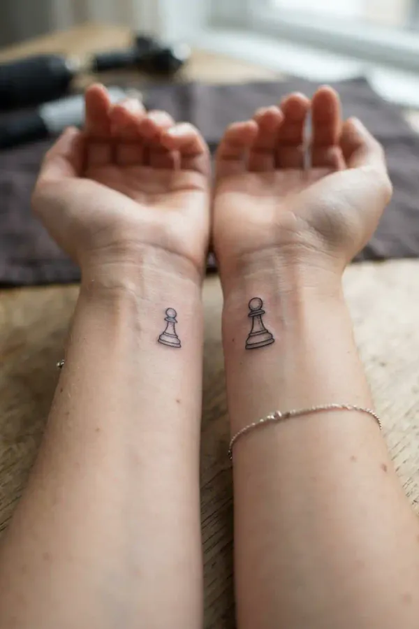 Size comparison: tiny vs. slightly larger wrist tattoo