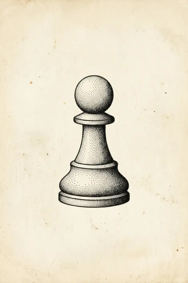 Dotwork chess pawn tattoo, flash-sheet design