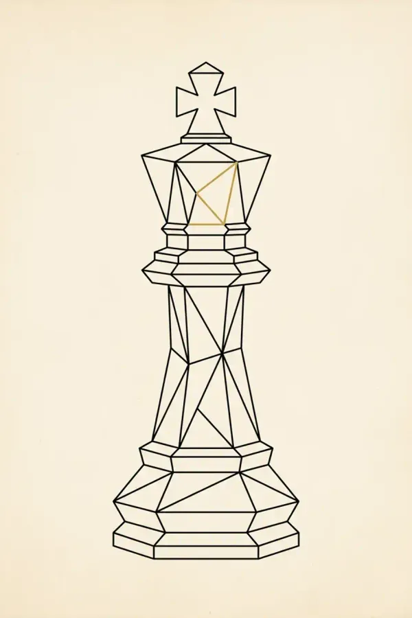Geometric chess king tattoo, flash-sheet design