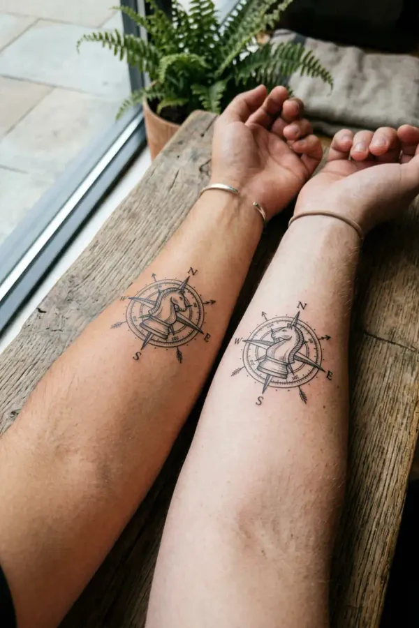 Zwei Personen mit passenden Springer-Tattoos